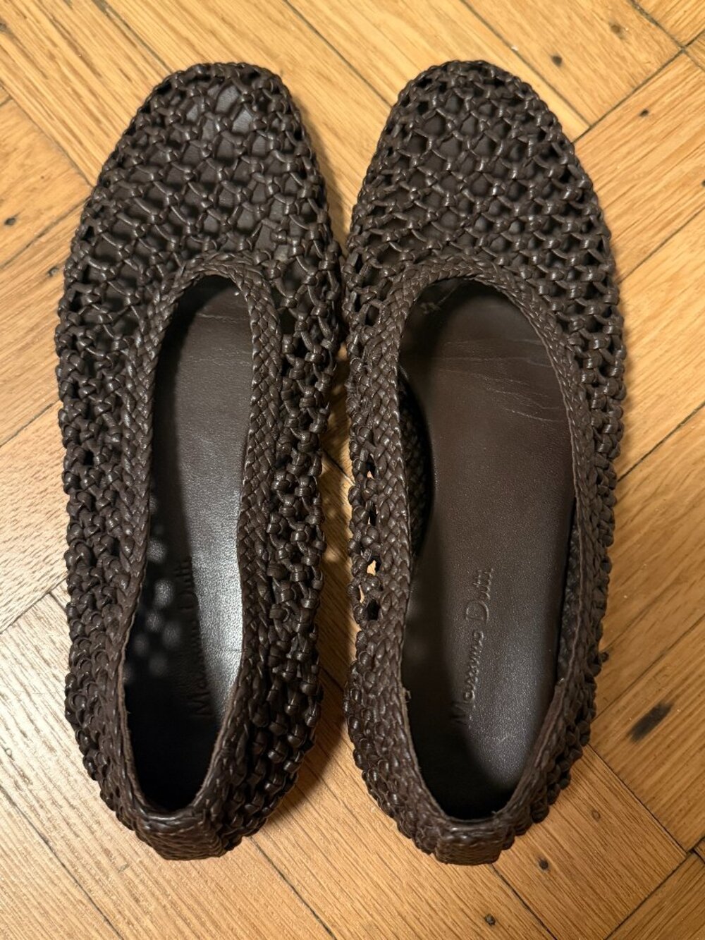 Massimo Dutti Brown Woven Leather Ballet Flats Size 38